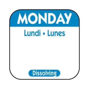 Monday Label 0.75 IN Dissolvable 1000/Roll