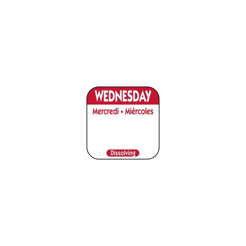 Wednesday Label 0.75 IN Dissolvable 1000/Roll