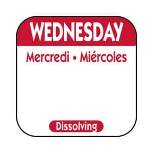 Wednesday Label 0.75 IN Dissolvable 1000/Roll