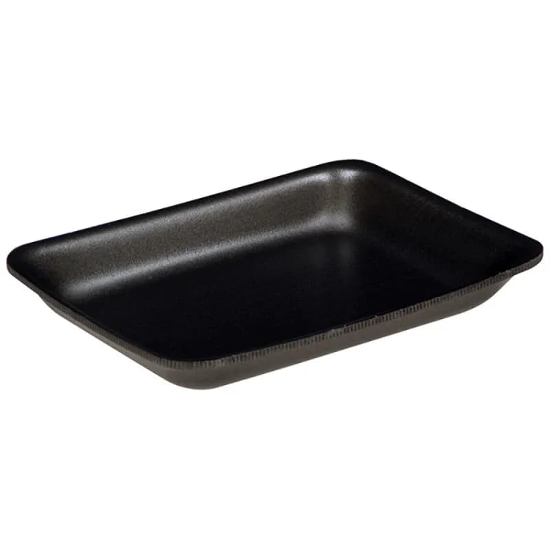 3P Meat Tray 8.625X6.562X1.282 IN Polystyrene Foam Black Rectangle 400/Case