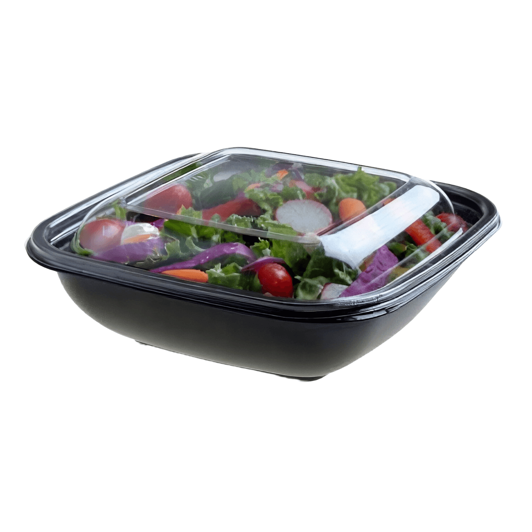 Bowl & Lid Combo 24 OZ PET Black Square 150/Case