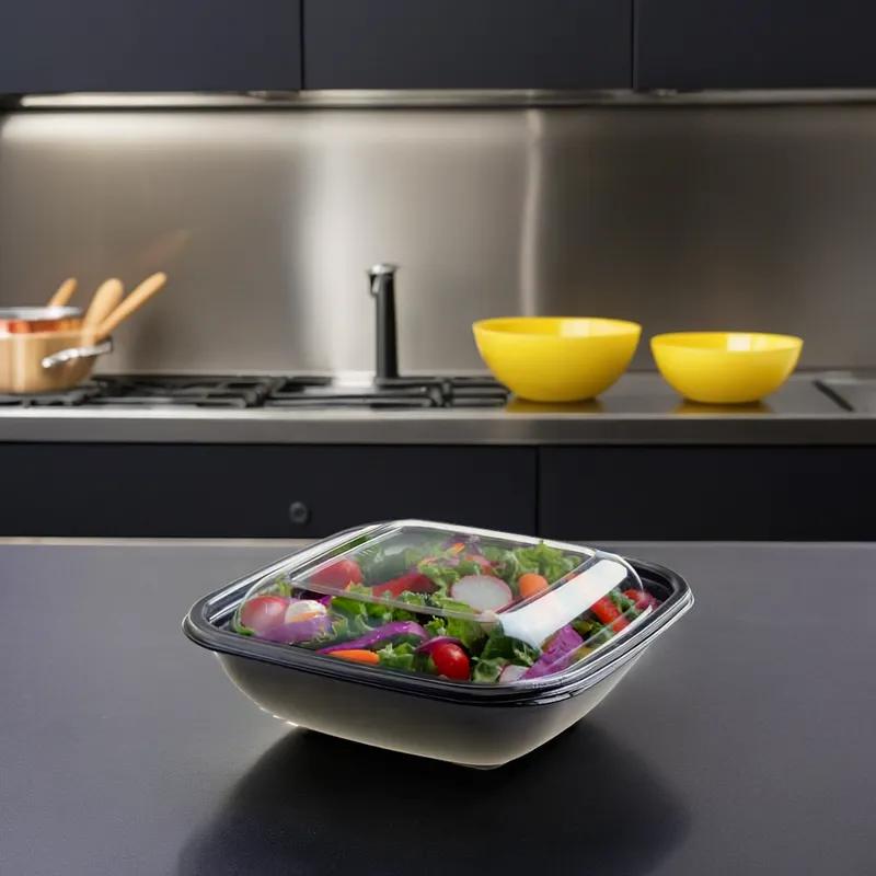 Bowl & Lid Combo 24 OZ PET Black Square 150/Case