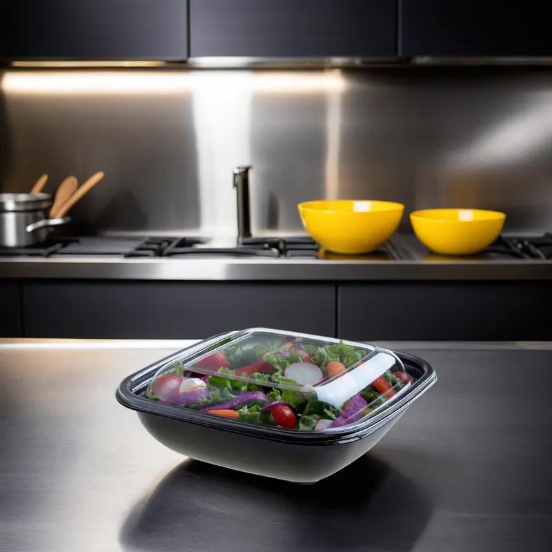 Bowl & Lid Combo 24 OZ PET Black Square 150/Case