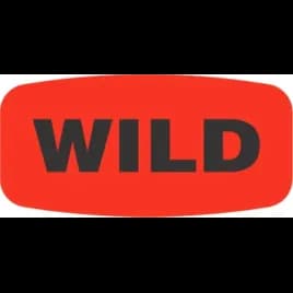 Wild Label 0.625X1.25 IN Black Fluorescent Red Short Oval 1000 Count/Roll 50 Rolls/Case 50000 Count/Case