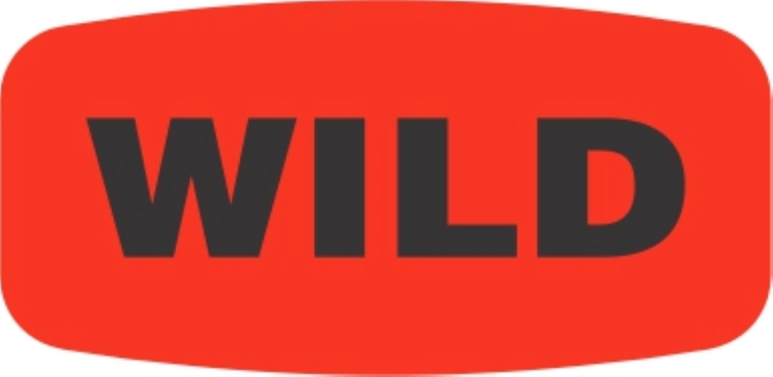 Wild Label 0.625X1.25 IN Black Fluorescent Red Short Oval 1000 Count/Roll 50 Rolls/Case 50000 Count/Case