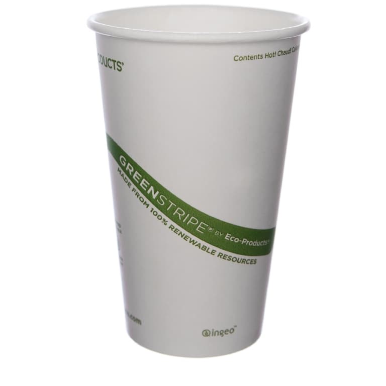 GreenStripe® Hot Cup 16 OZ Single Wall Poly-Coated Paper White 1000/Case