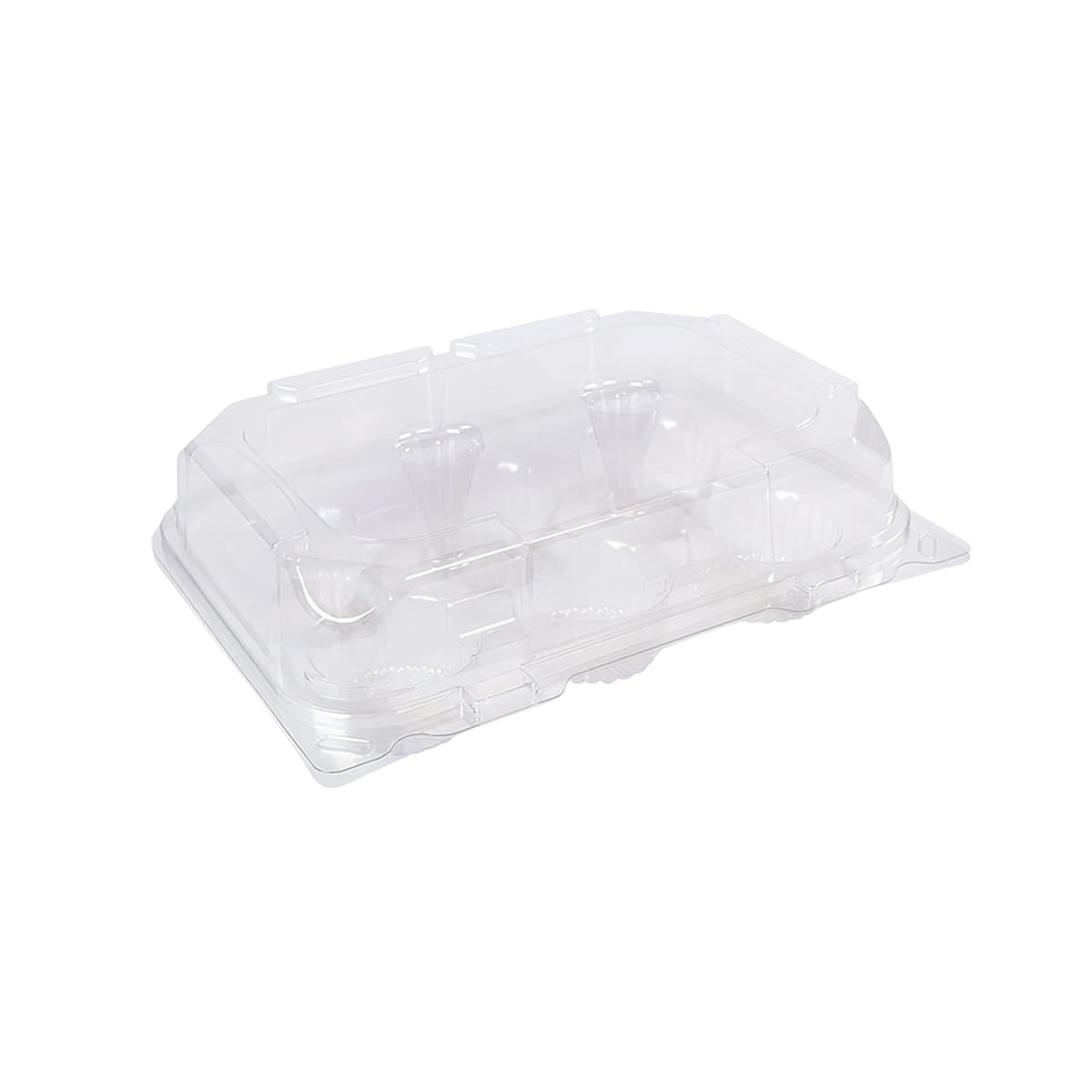 Muffin Hinged Container 6 Compartment PET Clear 132/Case