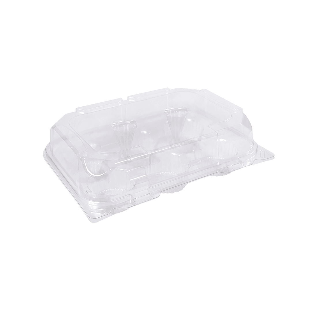 Muffin Hinged Container 6 Compartment PET Clear 132/Case