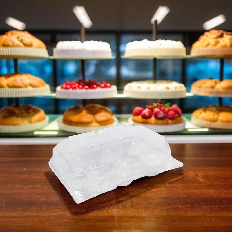 Muffin Hinged Container 6 Compartment PET Clear 132/Case