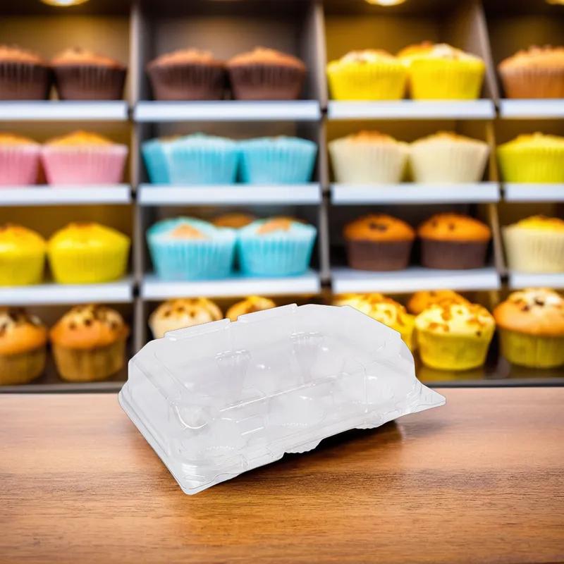 Muffin Hinged Container 6 Compartment PET Clear 132/Case