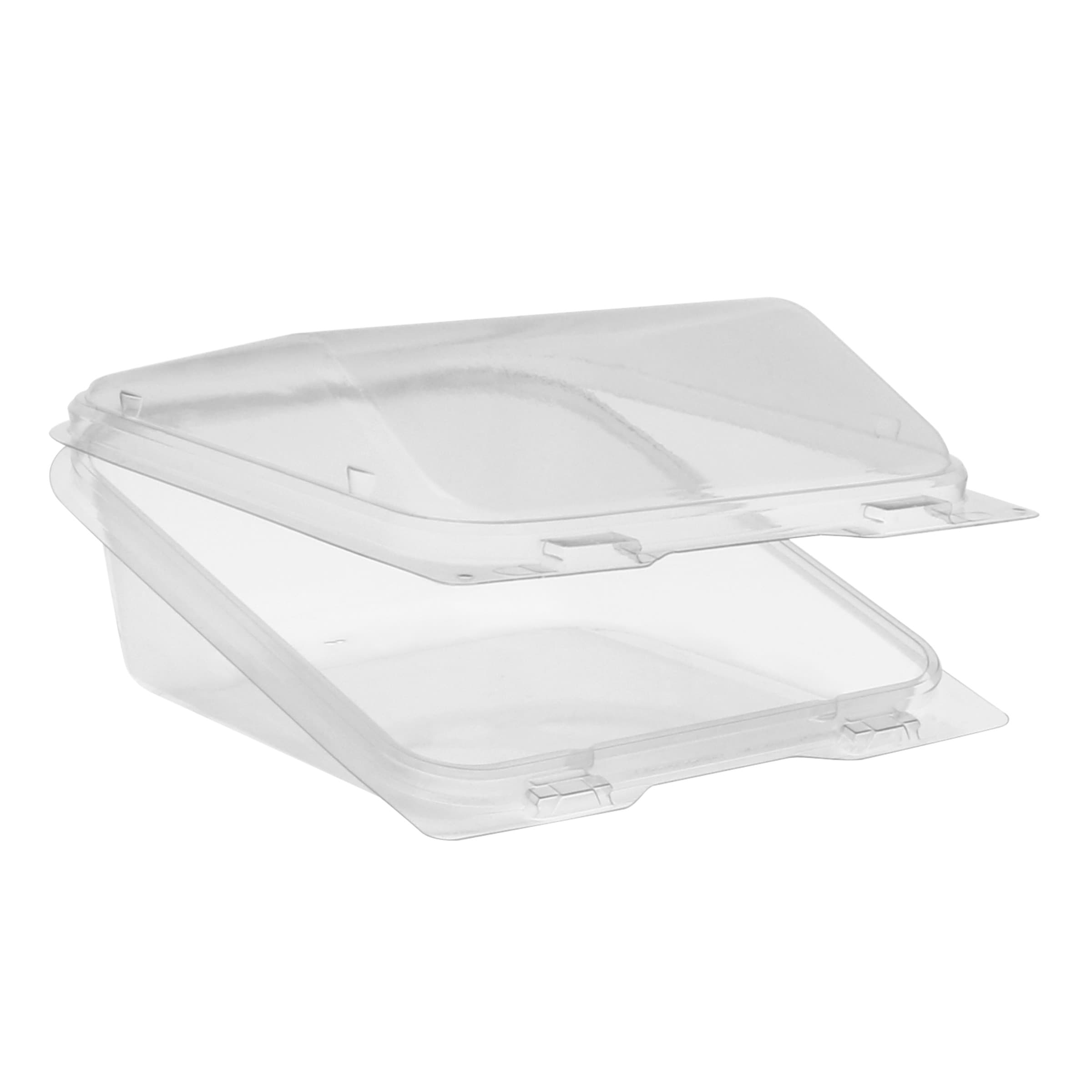 Take-Out Container Hinged With Flat Lid 5.5X7.5X2.5 IN PET Clear Triangle 225/Case