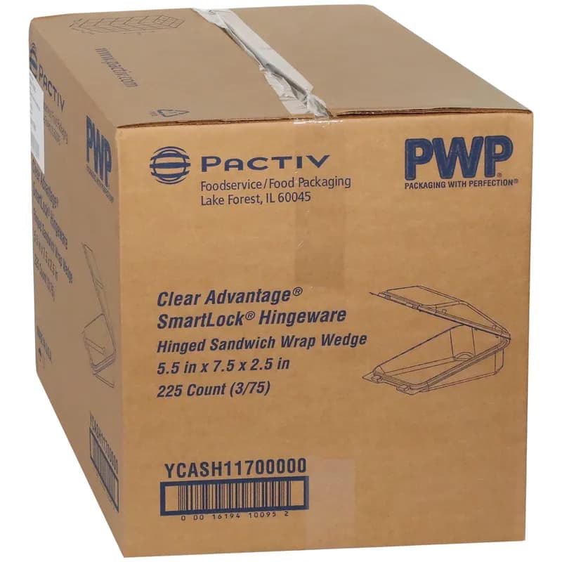 Take-Out Container Hinged With Flat Lid 5.5X7.5X2.5 IN PET Clear Triangle 225/Case