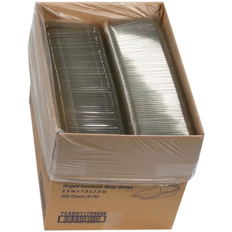 Take-Out Container Hinged With Flat Lid 5.5X7.5X2.5 IN PET Clear Triangle 225/Case