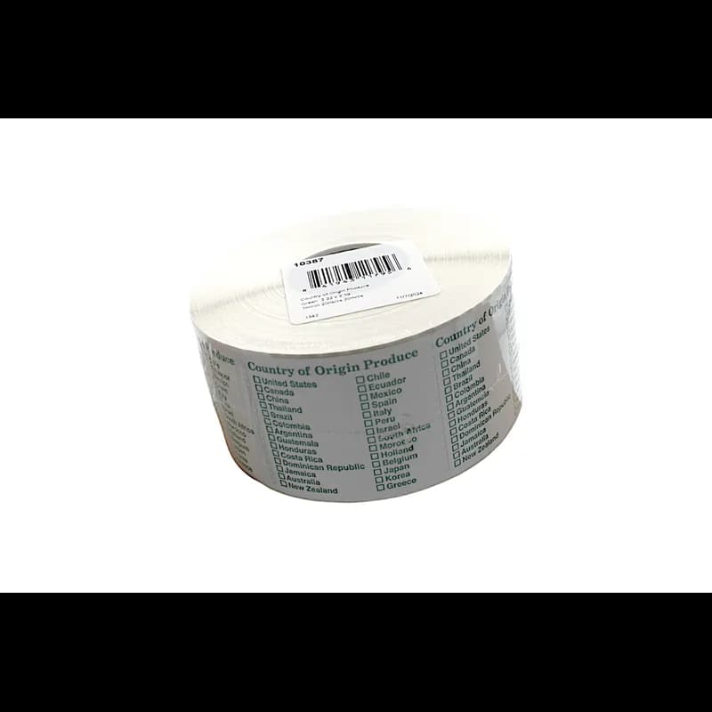 Country of Origin Produce Label 2.22X2.39 IN Green 1000 Count/Roll 20 Rolls/Case 20000 Count/Case