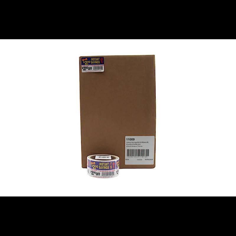 Instant Savings $2.00 Off Coupon Savings Label 2X3 IN Blue Red Yellow Black Tear Off 250 Count/Roll 30 Rolls/Case