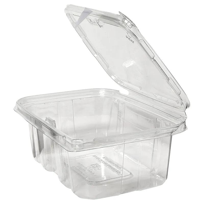 Deli Container Hinged With Flat Lid 32 OZ RPET Clear Tamper-Evident 200/Case