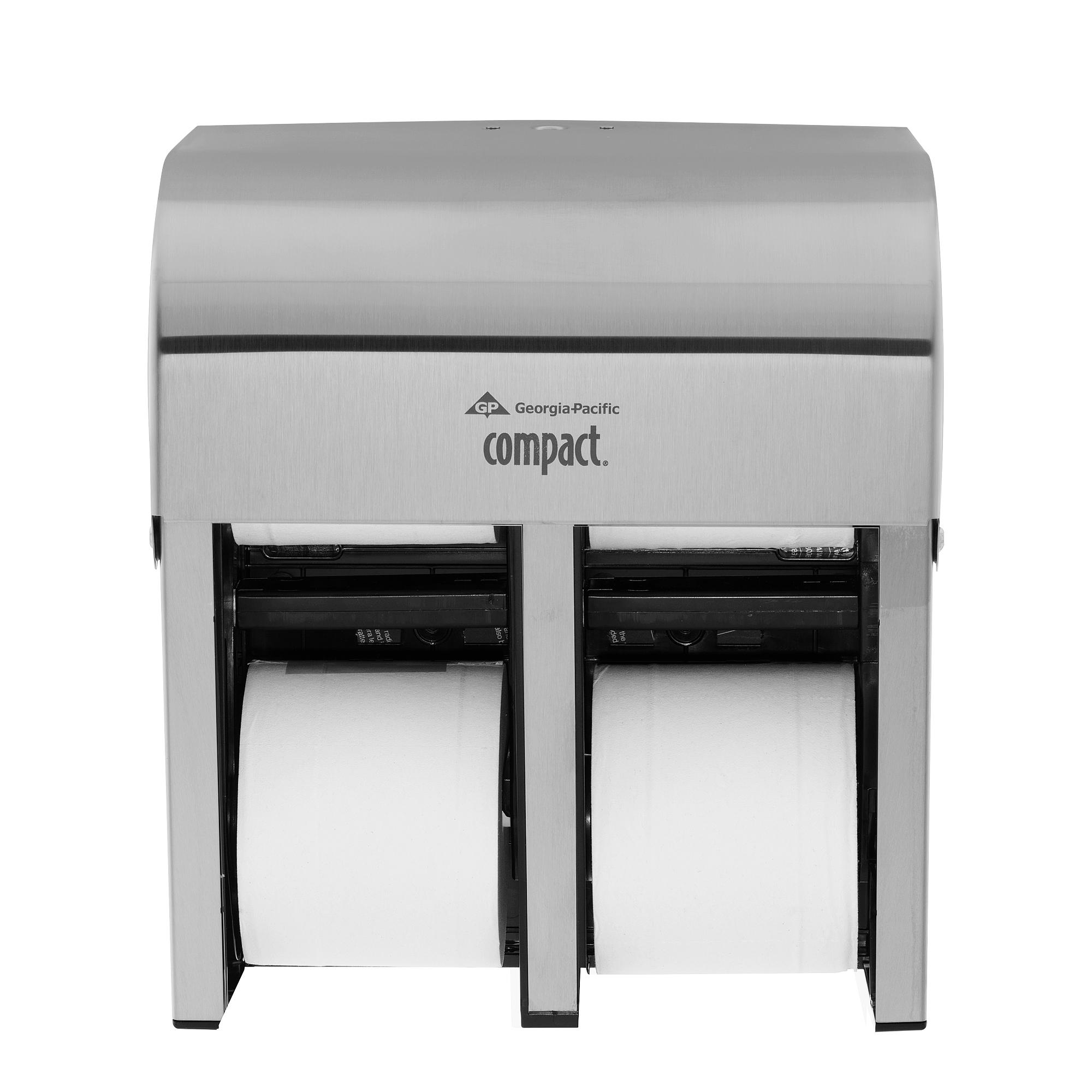 Compact® Toilet Paper Dispenser Stainless Steel Silver Coreless High Capacity Quad 1/Each