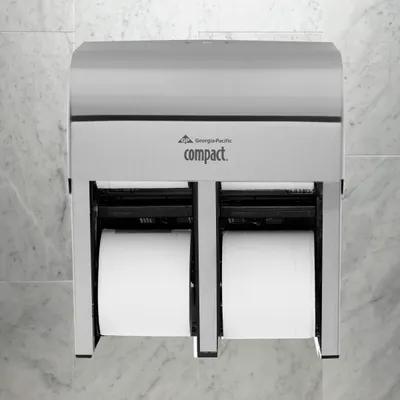 Compact® Toilet Paper Dispenser Stainless Steel Silver Coreless High Capacity Quad 1/Each