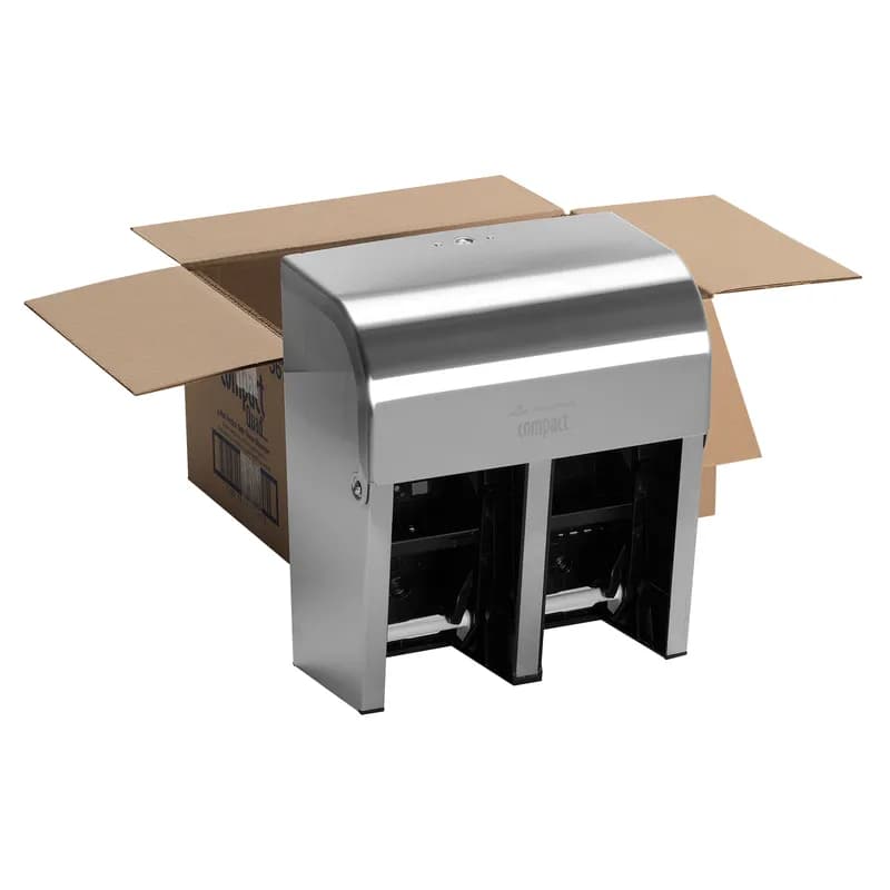 Compact® Toilet Paper Dispenser Stainless Steel Silver Coreless High Capacity Quad 1/Each