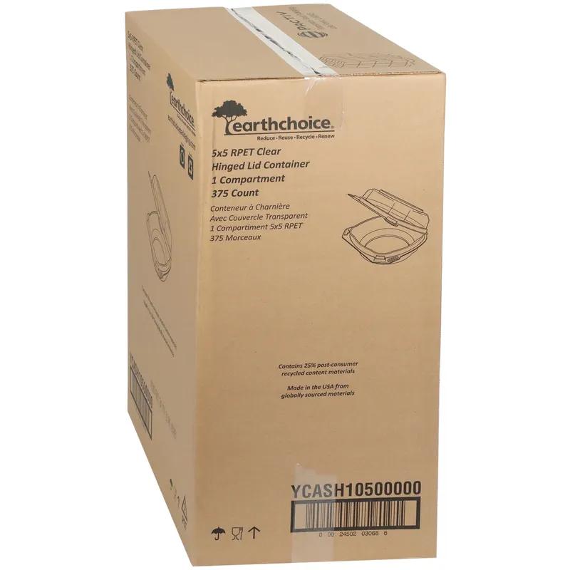 Take-Out Container Hinged With Dome Lid 5.43X5.29X2.65 IN RPET Clear Square 375/Case