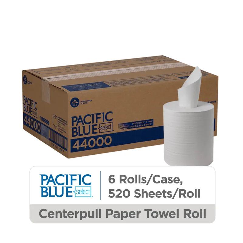 Pacific Blue Select Roll Paper Towel 12X8.25 IN 2PLY White Centerpull 520 Sheets/Roll 6 Rolls/Case 3120 Sheets/Case