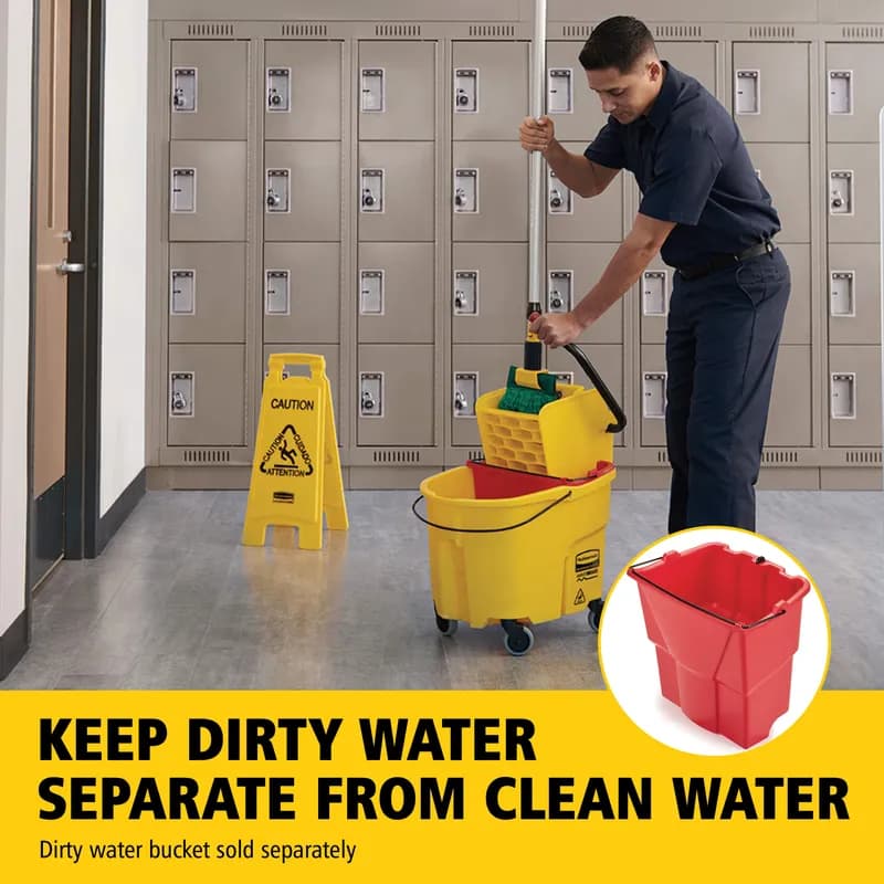 WaveBrake® Mop Bucket & Wringer 35 QT Plastic Yellow Side Press 1/Each