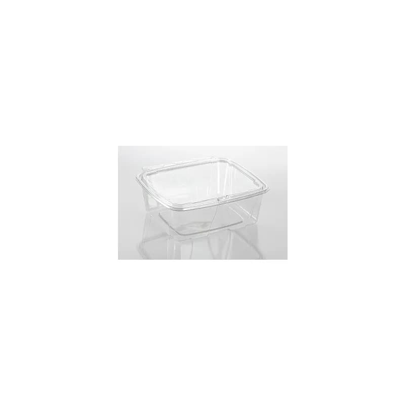 Fresh N' Sealed® Deli Container Hinged With Flat Lid 64 OZ PET Clear Rectangle 150/Case