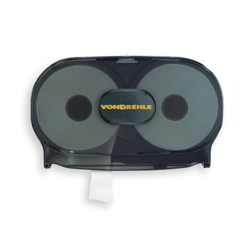 von Drehle Toilet Paper Dispenser Wall Mount, Locking Smoke Double Roll Mini Jumbo Roll Tissue (JRT) 1/Each