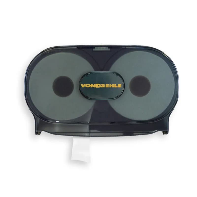 von Drehle Toilet Paper Dispenser Wall Mount, Locking Smoke Double Roll Mini Jumbo Roll Tissue (JRT) 1/Each