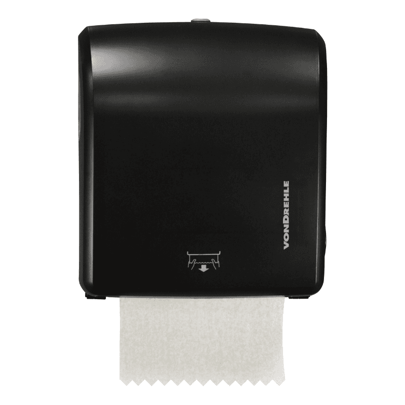 von Drehle Paper Towel Dispenser 12.04X13.55 IN Matte Black Mechanical Pull Down Hands Free 1/Each