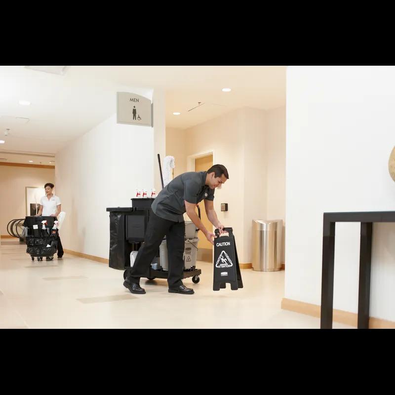 Executive Series™ Caution Sign Black White 2-Sided Multilingual 1/Each