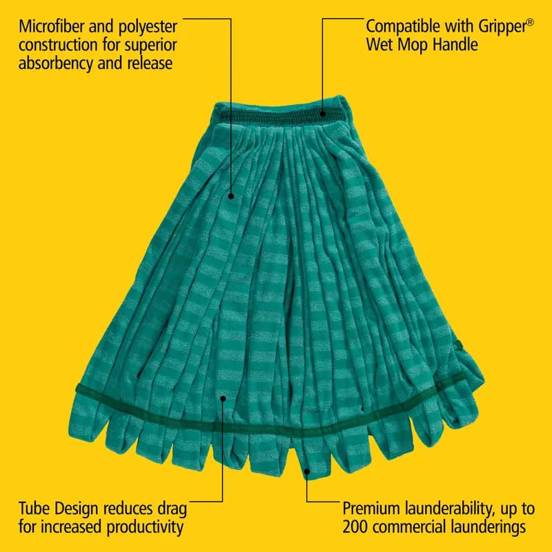 Web Foot® Mop Medium (MED) 20 OZ Green Microfiber 5IN Headband 6/Case