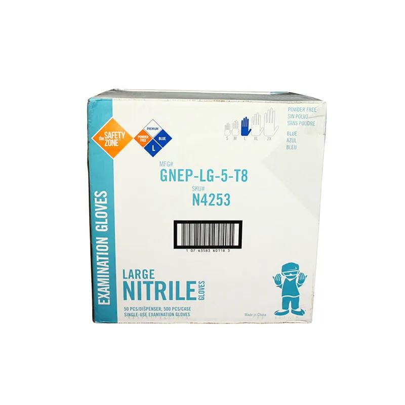 Safety Zone® Examination Gloves Large (LG) Blue Nitrile Rubber Disposable Powder-Free 50/Box