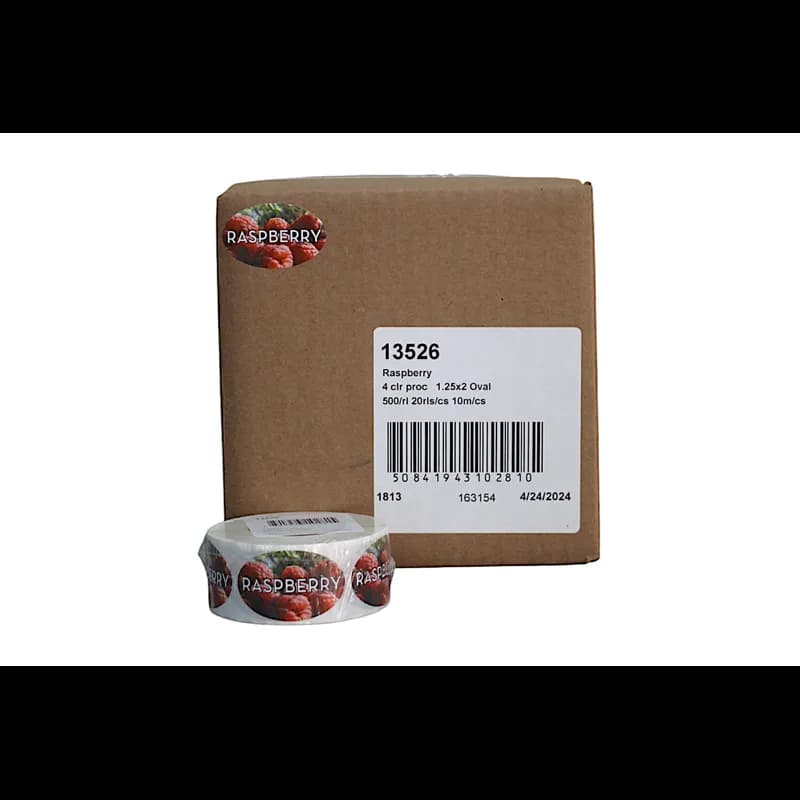 Raspberry Bakery Flavor Label 1.25X2 IN Oval 4 Color Process 500 Count/Roll 20 Rolls/Case 10000 Count/Case