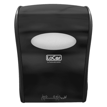 NVI Locor® Paper Towel Dispenser 12.38X16.76X10 IN Wall Mount Black Hard Roll Manual Touchless 1/Each
