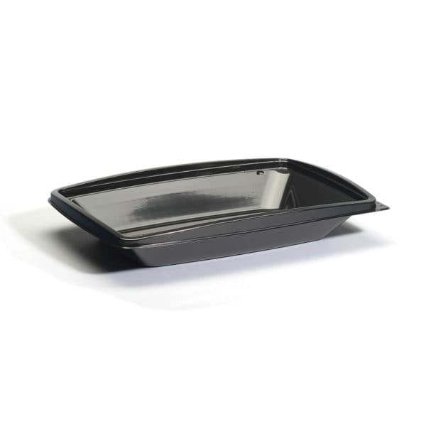 The BOTTLEBOX ® Take-Out Container Base 10.25X7.25X1.75 IN RPET Black Rectangle 400/Case