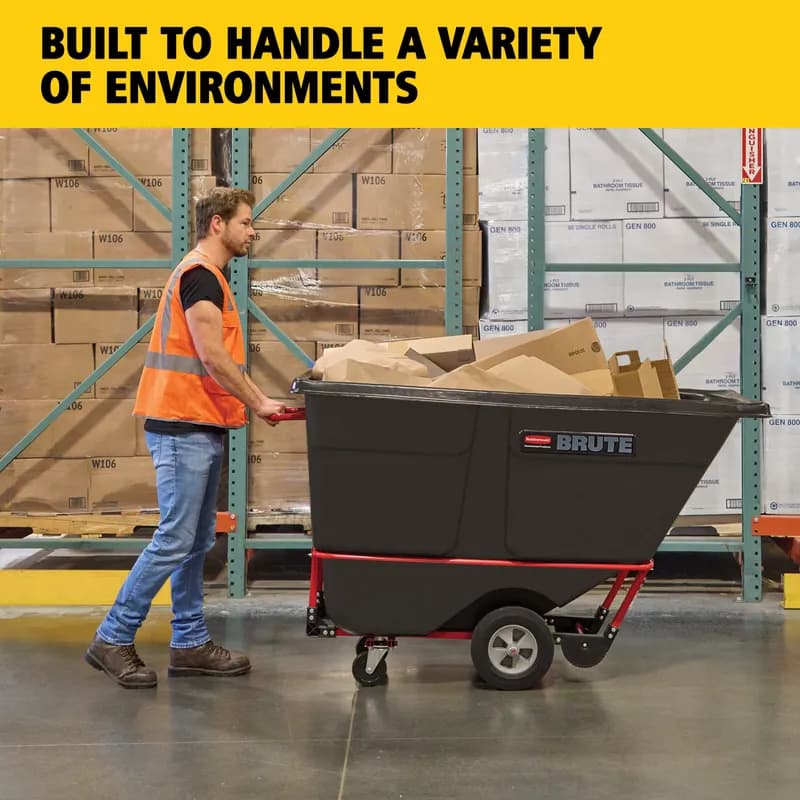 Brute® Utility Tilt Truck 36X27X45.5 IN 1 Cubic Yard 2100 LB Black Red Plastic FDA Compliant 1/Each