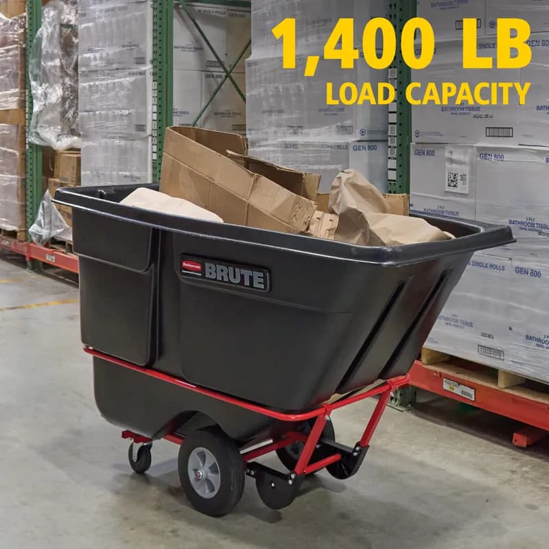 Brute® Utility Tilt Truck 36X27X45.5 IN 1 Cubic Yard 2100 LB Black Red Plastic FDA Compliant 1/Each