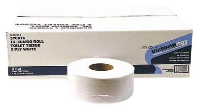 Victoria Bay Toilet Paper & Tissue Roll 2PLY White Jumbo Jr (JRT) 12 Rolls/Case