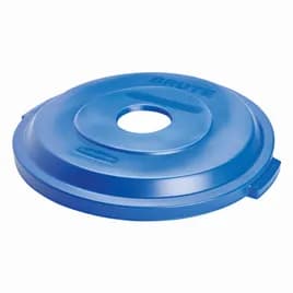 Brute® Cans & Bottles Flat Recycling Bin Lid 22.25X22.25X3.13 IN 32 GAL Blue Round Resin 1/Each