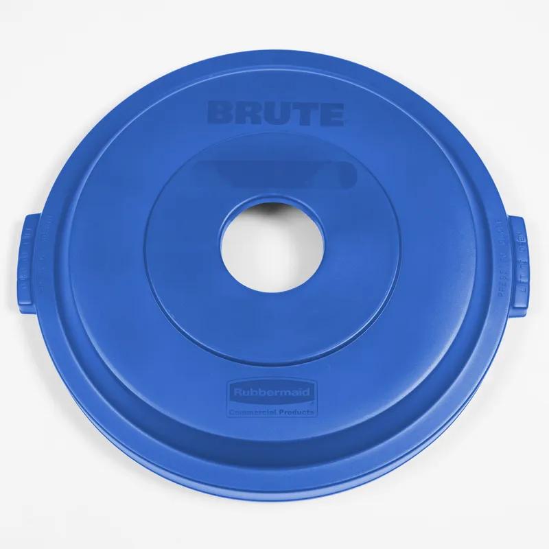 Brute® Cans & Bottles Flat Recycling Bin Lid 22.25X22.25X3.13 IN 32 GAL Blue Round Resin 1/Each