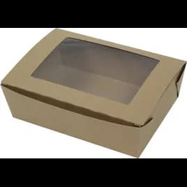 Bio-Pak® Take-Out Box Tuck-Top 8.5X6.25X2.5 IN Paper Kraft Rectangle With Window 160/Case