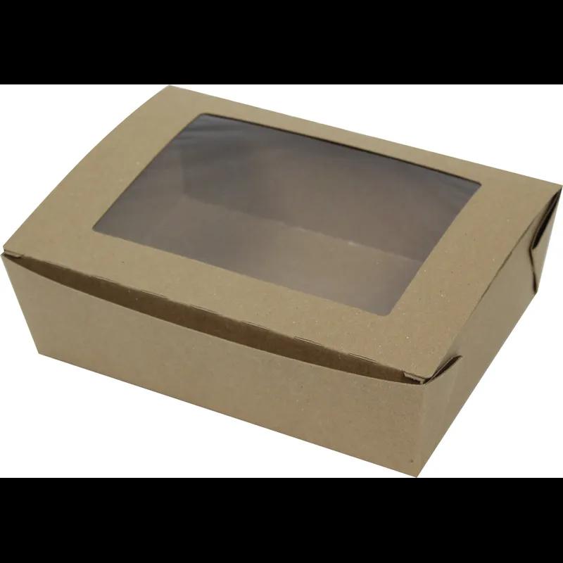 Bio-Pak® Take-Out Box Tuck-Top 8.5X6.25X2.5 IN Paper Kraft Rectangle With Window 160/Case