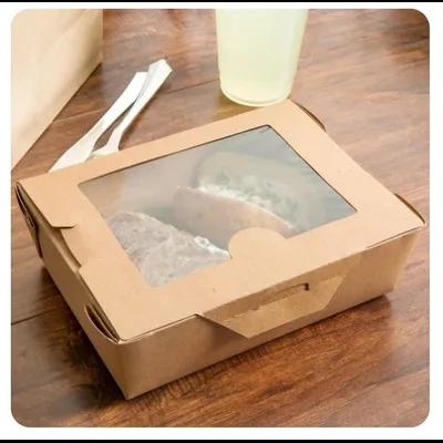Bio-Pak® Take-Out Box Tuck-Top 8.5X6.25X2.5 IN Paper Kraft Rectangle With Window 160/Case