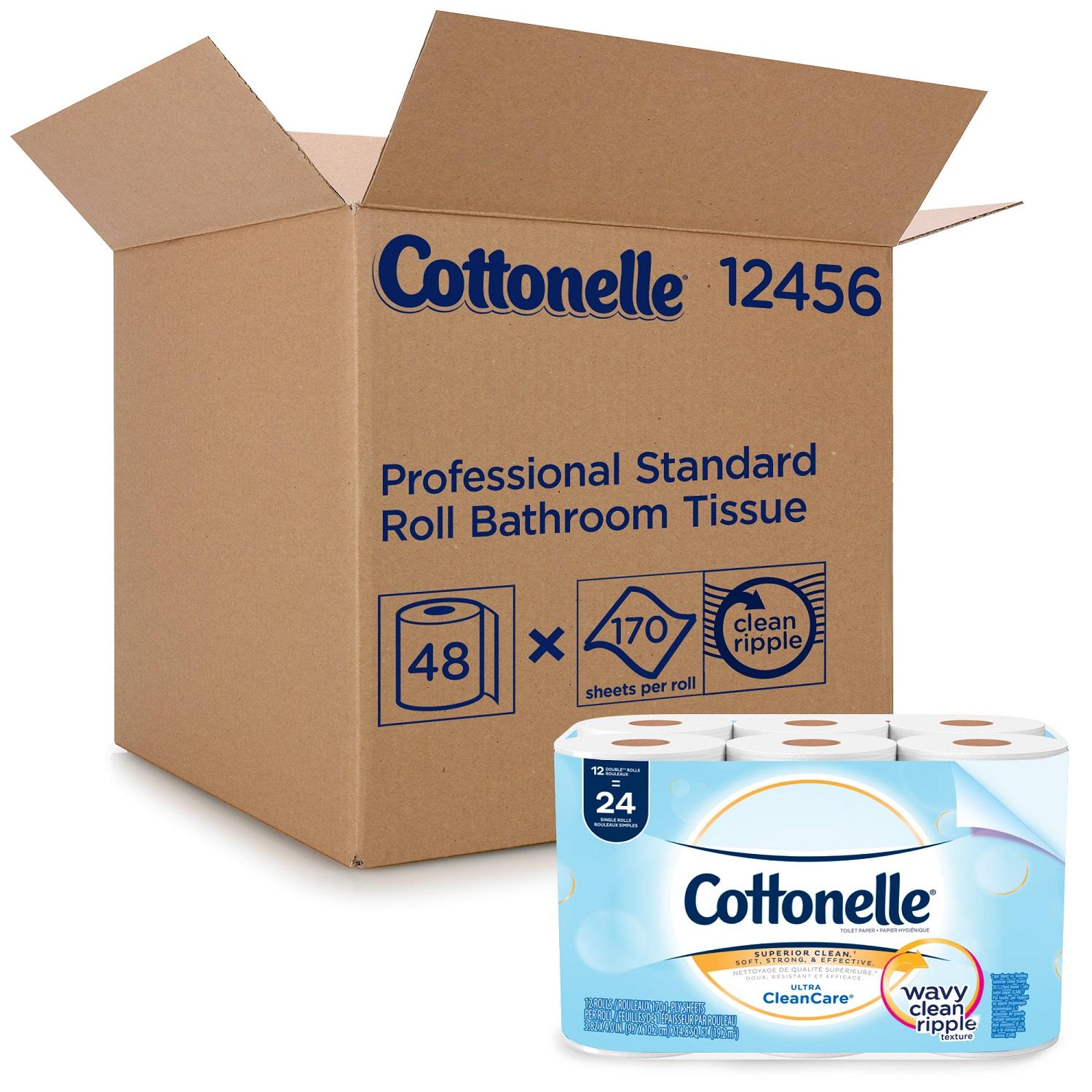 Cottonelle® Toilet Paper & Tissue Roll 3.82X4.0 IN White Core Standard (SRB) Ripple 170 Sheets/Roll 48 Rolls/Case