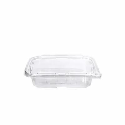Deli Container Hinged With Flat Lid 20 OZ RPET Clear Rectangle 200/Case
