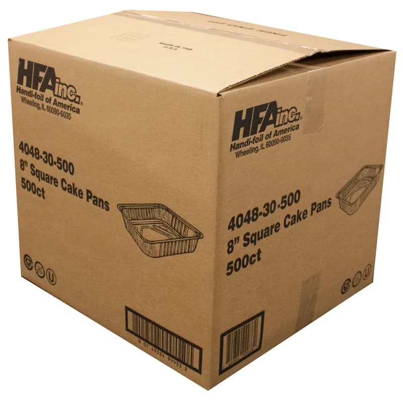 Cake Container 20 LB 8X8X1 IN Aluminum Silver Square 500/Case