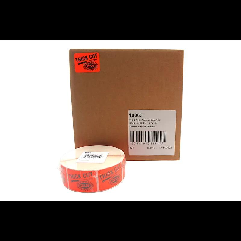 Thick Cut Fine for Bar-B-Q Meat Label 1.5X2 IN Black Fluorescent Red 1000 Count/Roll 20 Rolls/Case 20000 Count/Case