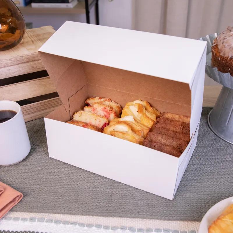 Donut Box 10X6.25X3.5 IN Clay-Coated Kraft Board White Rectangle Automatic 200/Bundle