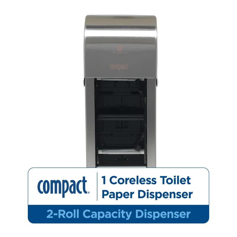 Compact® Toilet Paper Dispenser Stainless Steel Silver Double Roll Vertical Coreless High Capacity 1/Each